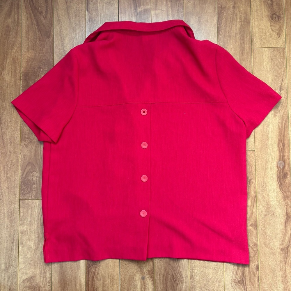 Chic Red Button Down Shirt - Picture 3 of 3